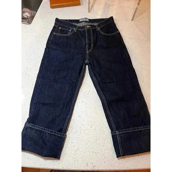 ANDERSSON BELL SCANDENAVIA high rise CUFFED CAPRI DENIM JEANS SIZE LARGE - Picture 1 of 8